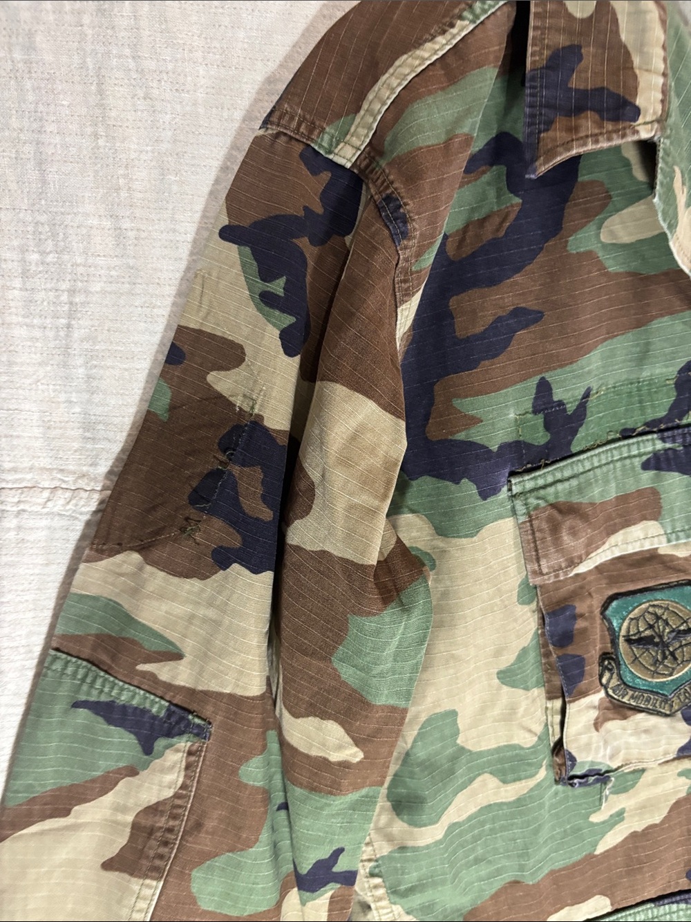 Vintage USAF Woodland Camo BDU Field Jacket Large Regular Combat Coat - Picture 7 of 11